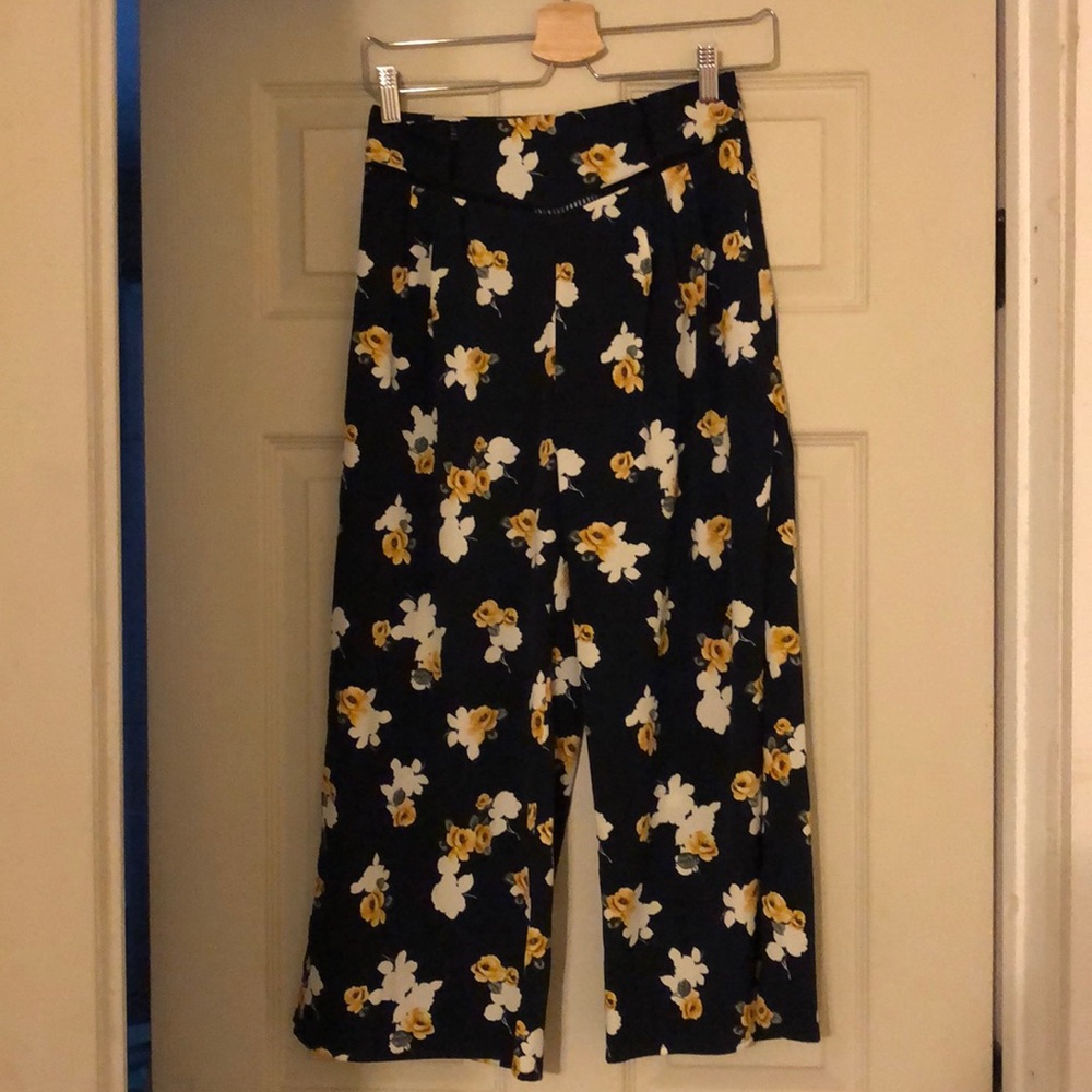 High-waist cropped culottes